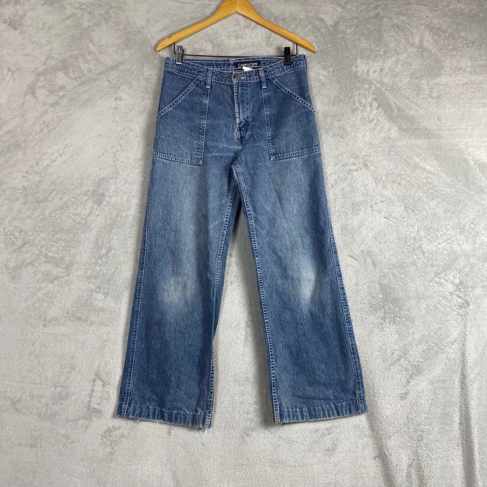 Campus Crew Women Blue‎ Wide Leg Carpenter Jeans High Rise Cotton 4 Made In CA